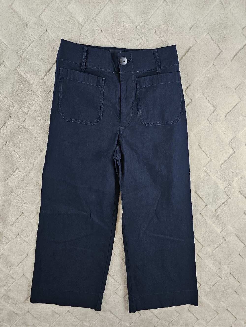 Maeve The Colette Cropped Wide Leg Pants Womens 26 Navy